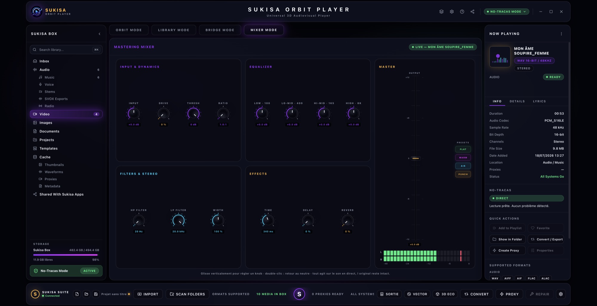 Mixer Mode — un vrai studio sonore